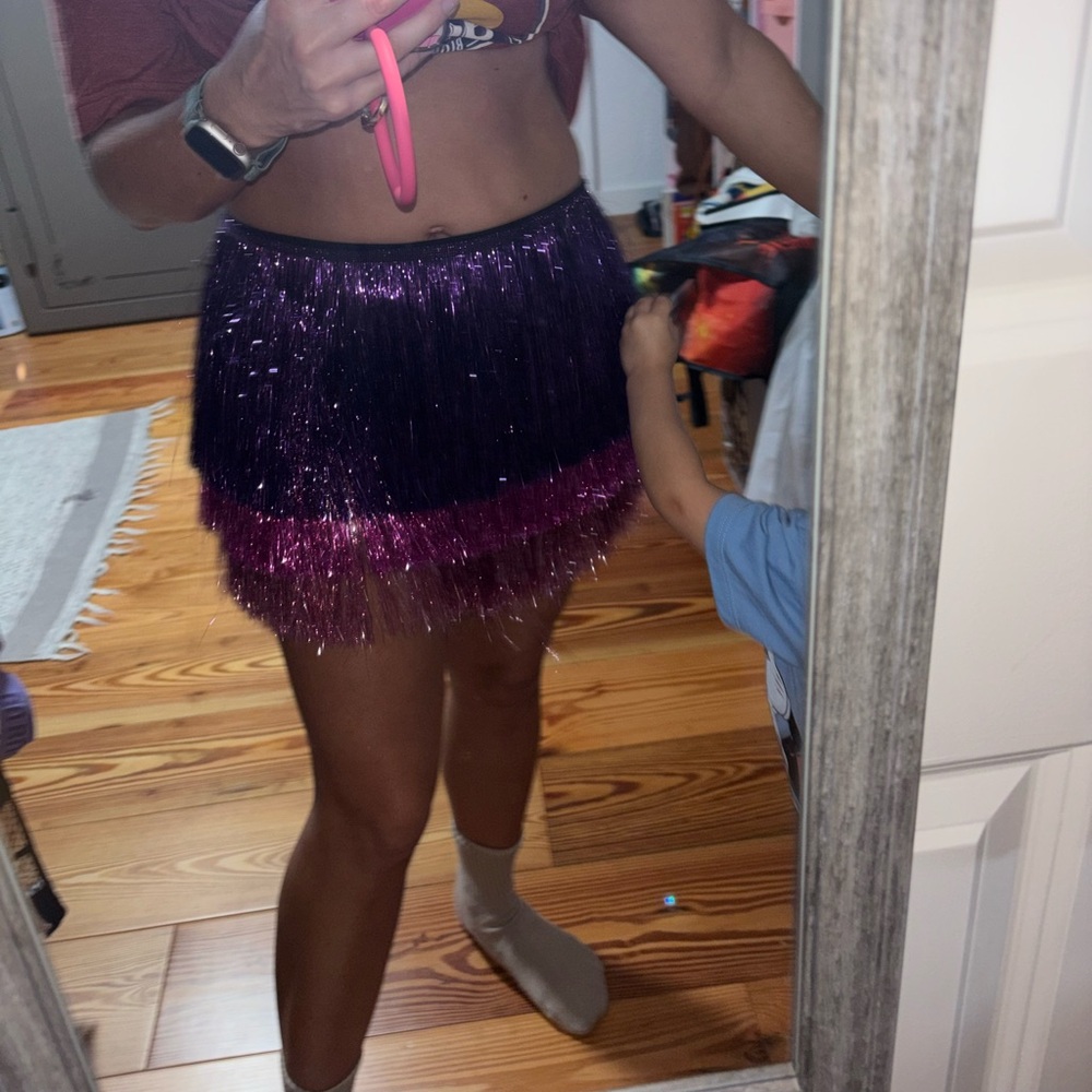 Nasty Gal metallic ombré tinsel skirt size 2